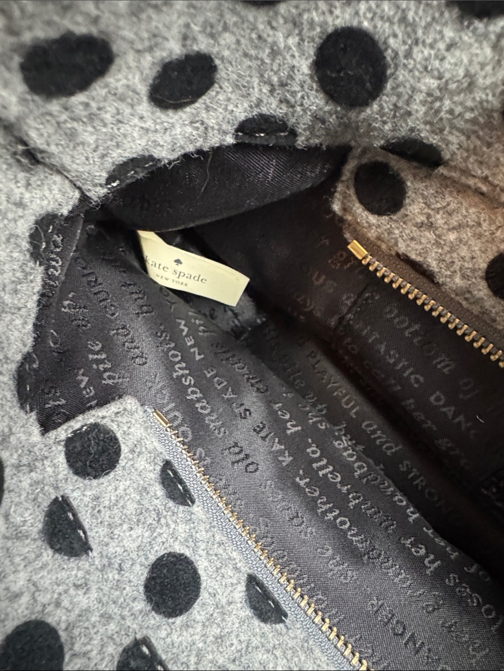 kate spade Gray and Black Polka Dot Bow Shoulder Bag - Picture 5 of 7